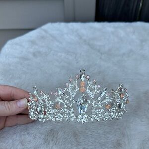 Elegant Silver and Pink Crystal Tiara